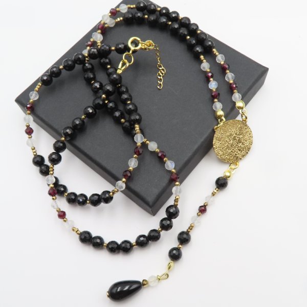 Mix kamieni w srebrze złoconym - naszyjnik