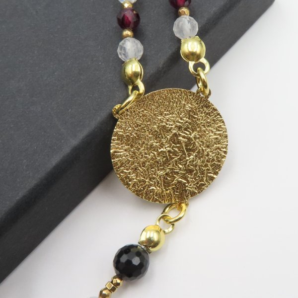 Mix kamieni w srebrze złoconym - naszyjnik