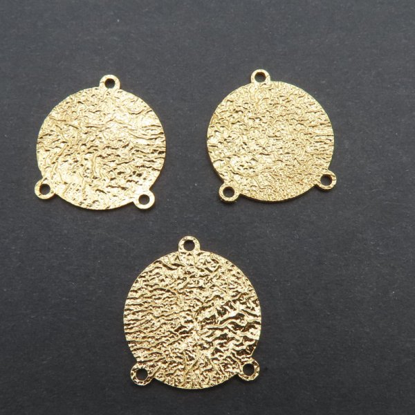 Srebro Ag złocone -  zawieszka młotkowana 15 mm