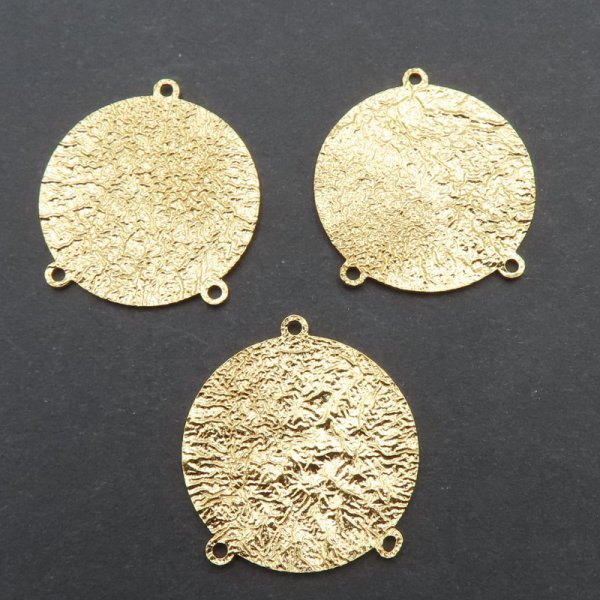 Srebro Ag złocone -  zawieszka młotkowana 21mm