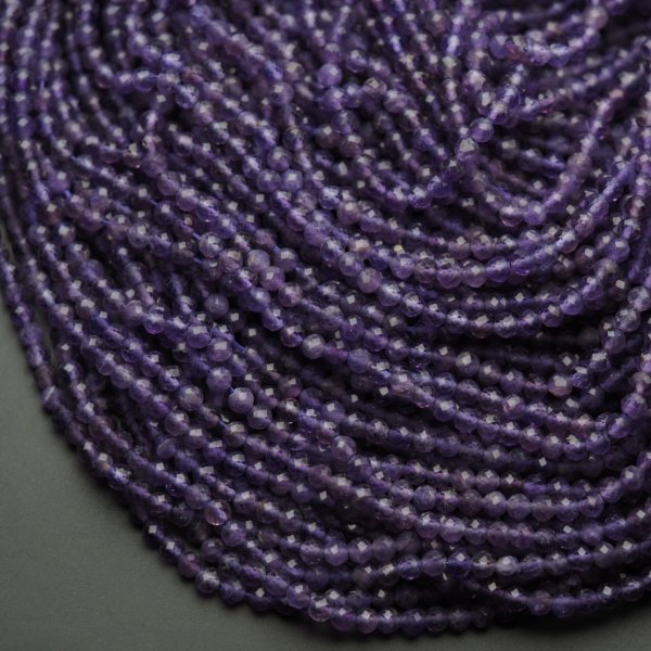 Ametyst fasetowany - kulki 4 mm (sznur)