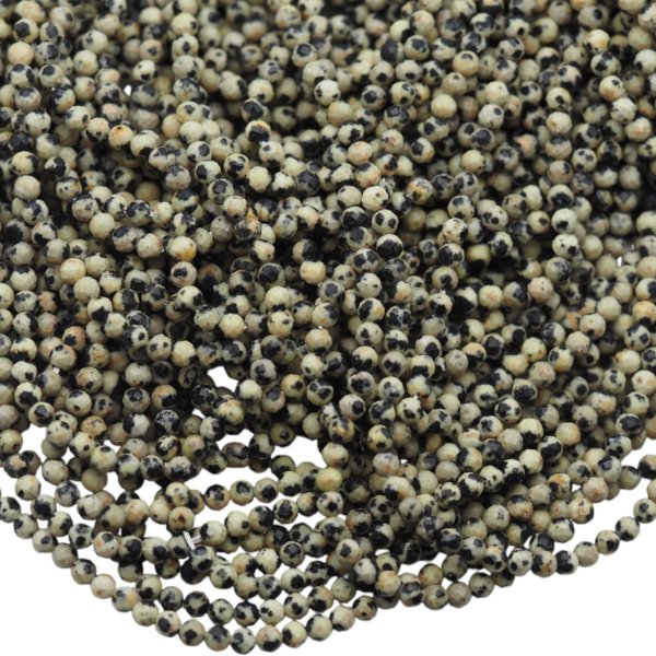 Jaspis dalmatyński fasetowane kulki 3 mm (sznur 38,5 cm)