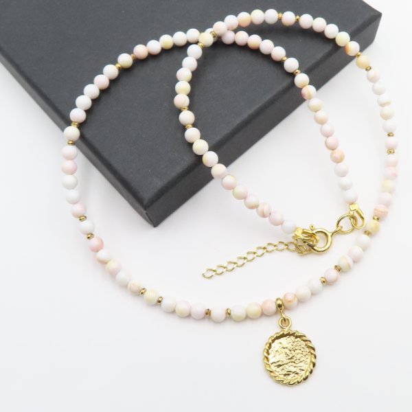 Muszla i Hematyt w srebrze złoconym - naszyjnik