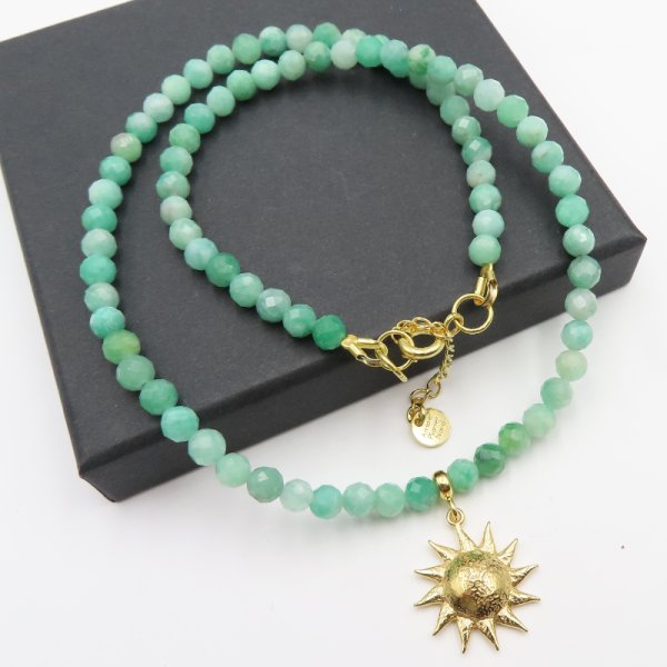 Szmaragd w srebrze złoconym - naszyjnik