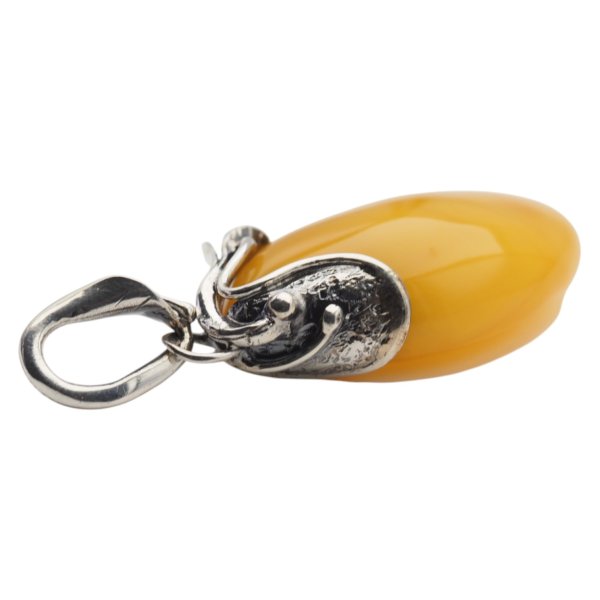 Zawieszka z bursztynem bałtyckim – ręcznie wykonana, srebro oksydowane 925, motyw liści