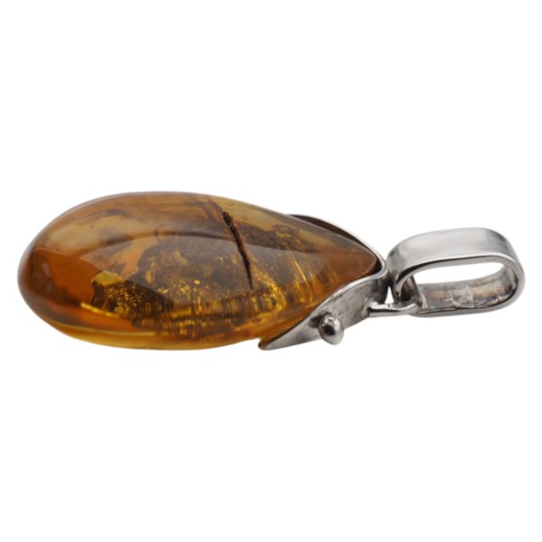 Zawieszka z bursztynem bałtyckim – ręcznie wykonana, srebro 925 oksydowane