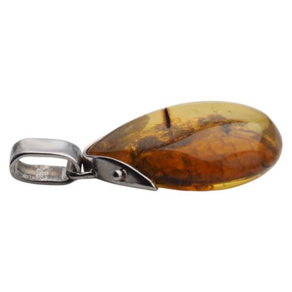 Zawieszka z bursztynem bałtyckim – ręcznie wykonana, srebro 925 oksydowane