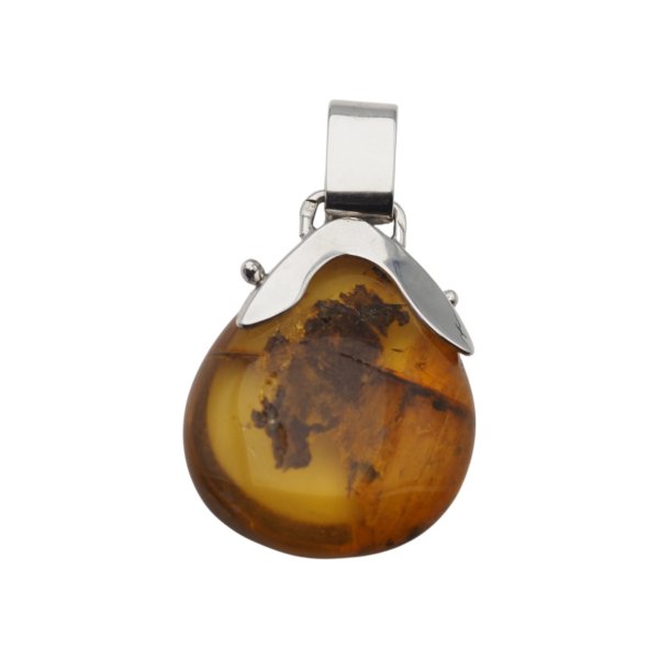 Zawieszka z bursztynem bałtyckim – ręcznie wykonana, srebro 925 oksydowane