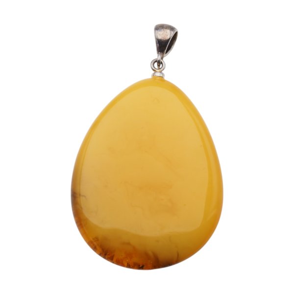 Zawieszka z mlecznym bursztynem z ruchomą kroplą wody – srebro oksydowane