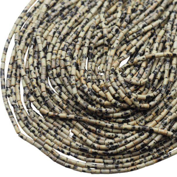 Jaspis dalmatyński polerowane rurki 2x4 mm (sznur 38,5 cm)