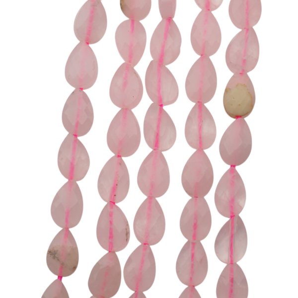 Kwarc Różowy fasetowane łzy 4x6 mm (sznur 39 cm)