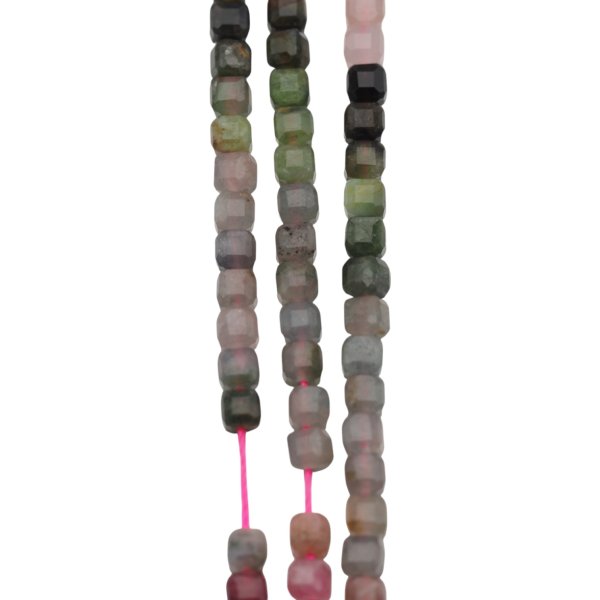 Turmalin kolorowy fasetowana kostka 3 mm (sznur 39 cm)