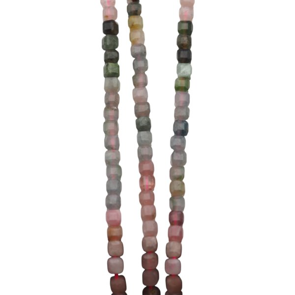 Turmalin kolorowy fasetowana kostka 3 mm (sznur 39 cm)
