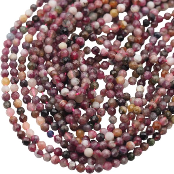Turmalin kolorowy fasetowany kulki 4 mm (sznur)