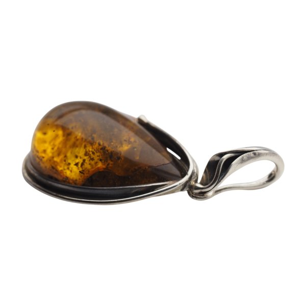 Zawieszka z bursztynem bałtyckim – ręcznie wykonana, srebro oksydowane 925, inkluzje organiczne