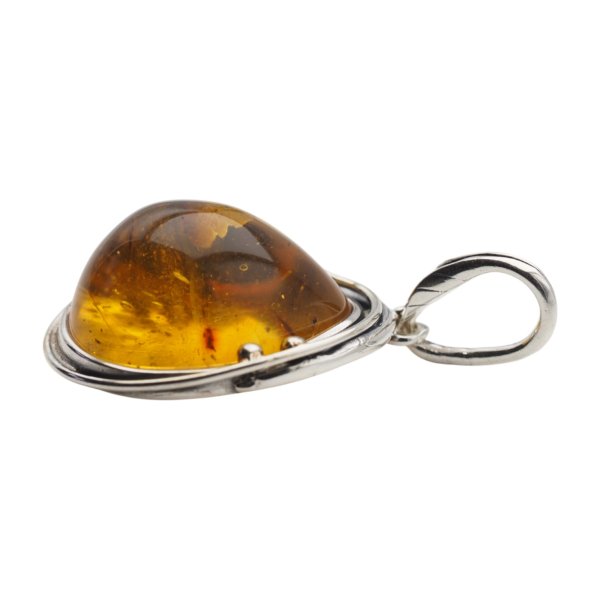 Zawieszka z bursztynem bałtyckim – ręcznie wykonana, srebro oksydowane 925, naturalne inkluzje