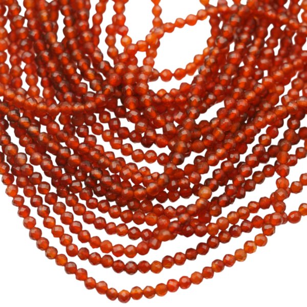 Karneol - Agat czerwony - fasetowana kulka 2,8 mm (sznur 39,5 cm)