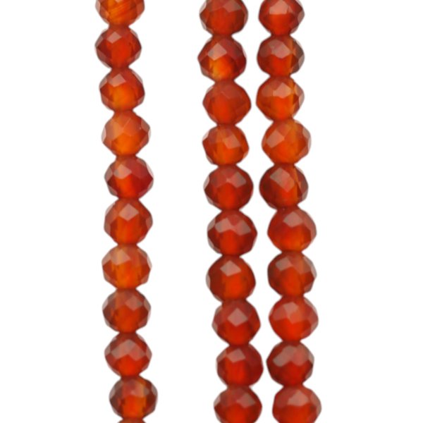 Karneol - Agat czerwony - fasetowana kulka 2,8 mm (sznur 39,5 cm)