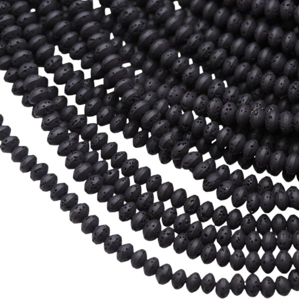 Lawa wulkaniczna dysk 6x4 mm czarny (sznur)