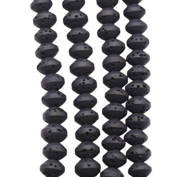 Lawa wulkaniczna dysk 6x4 mm czarny (sznur)