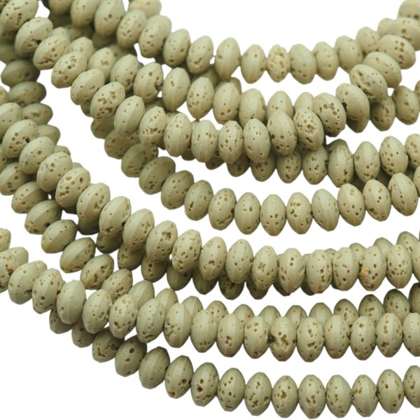 Lawa wulkaniczna dysk 8x5 mm oliwkowy (sznur)