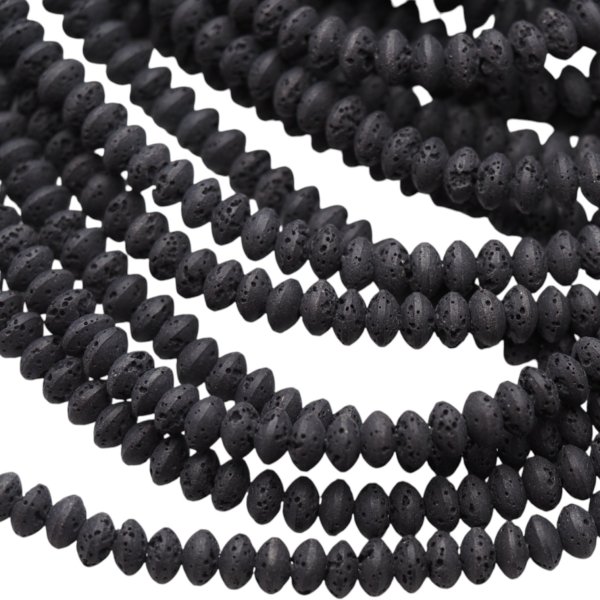 Lawa wulkaniczna dysk 8x5 mm czarny (sznur)