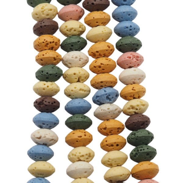 Lawa wulkaniczna dysk 8x5 mm kolorowy (sznur)