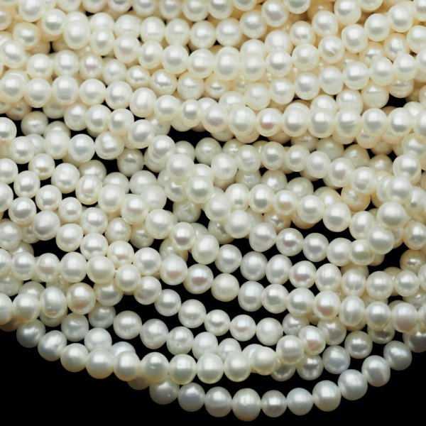 Perły Naturalne Hodowane białe 5 mm nr 410 (sznur)