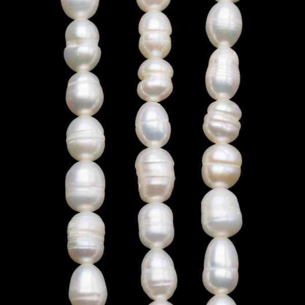 Perły Naturalne Hodowane białe ryż 4,5 mm nr 412 (sznur)