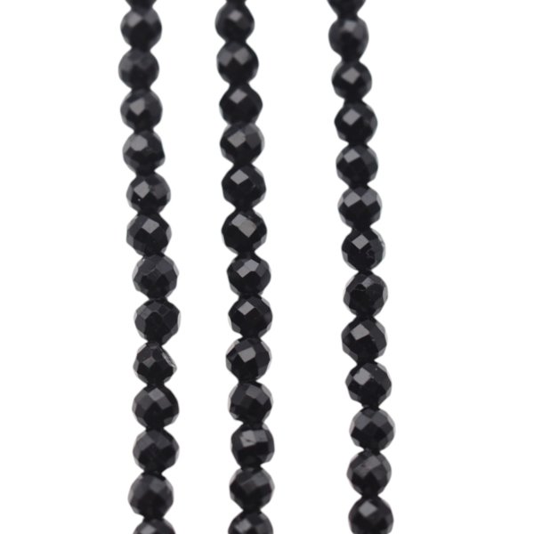 Turmalin czarny - fasetowane kulki 2,2 mm (sznur)