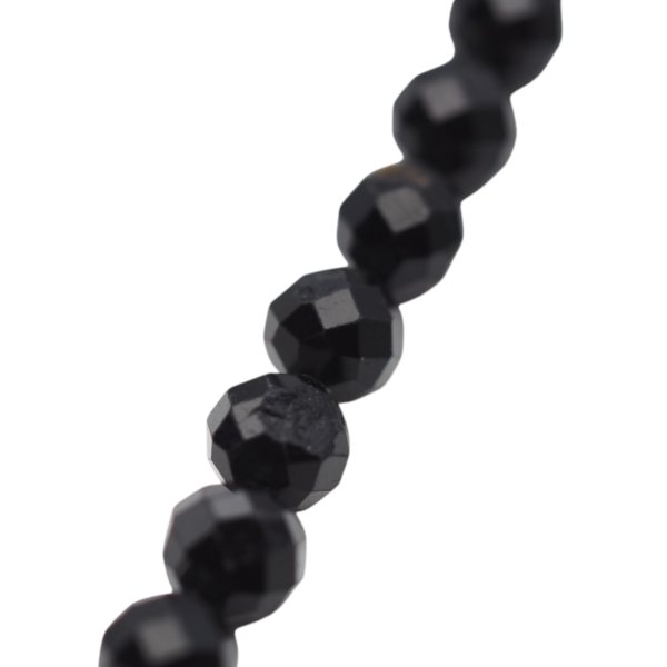 Turmalin czarny z wtrąceniami - fasetowane kulki 4 mm (sznur)