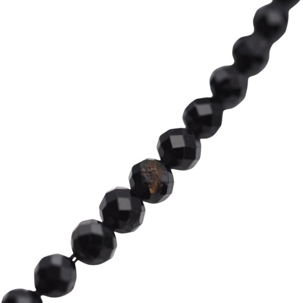 Turmalin czarny z wtrąceniami - fasetowane kulki 4 mm (sznur)