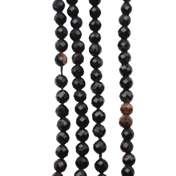 Turmalin czarny z wtrąceniami - fasetowane kulki 2,6 mm (sznur 40 cm)
