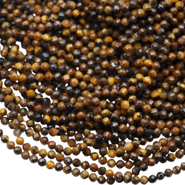 Tygrysie oko fasetowane kulki 4 mm - sznur 39 cm
