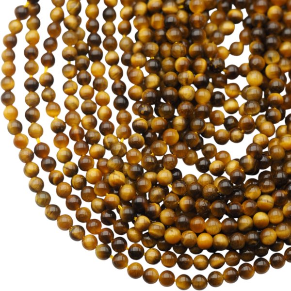 Tygrysie oko polerowane kulki 4 mm – sznur ok. 38,5 cm