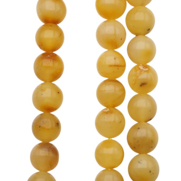 Bursztyn mleczno-brązowy polerowany kulka 6,5-7 mm (sznur 40 cm)