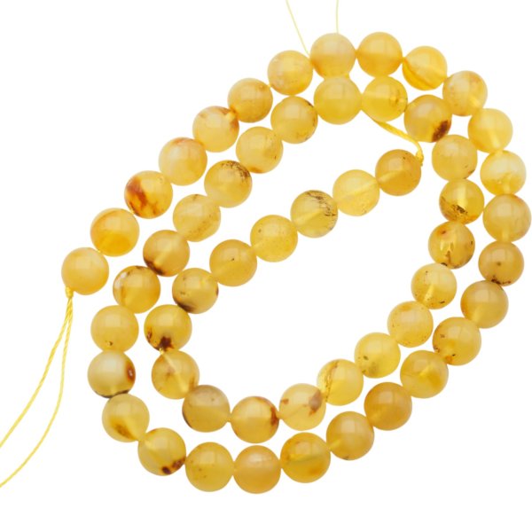 Bursztyn mleczno-brązowy polerowany kulka 7,6-7,8 mm (sznur 41,5 cm)