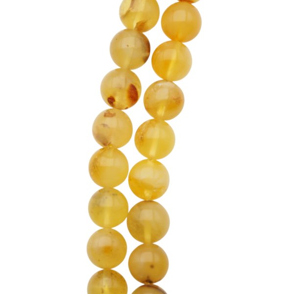 Bursztyn mleczno-brązowy polerowany kulka 7,6-7,8 mm (sznur 41,5 cm)