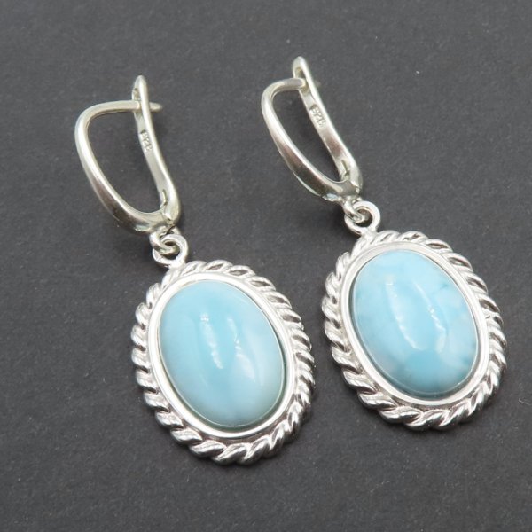 Larimar w srebrze - kolczyki 