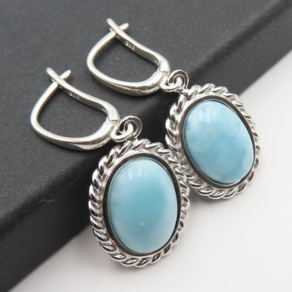 Larimar w srebrze - kolczyki 
