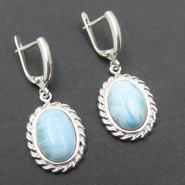 Larimar w srebrze - kolczyki 