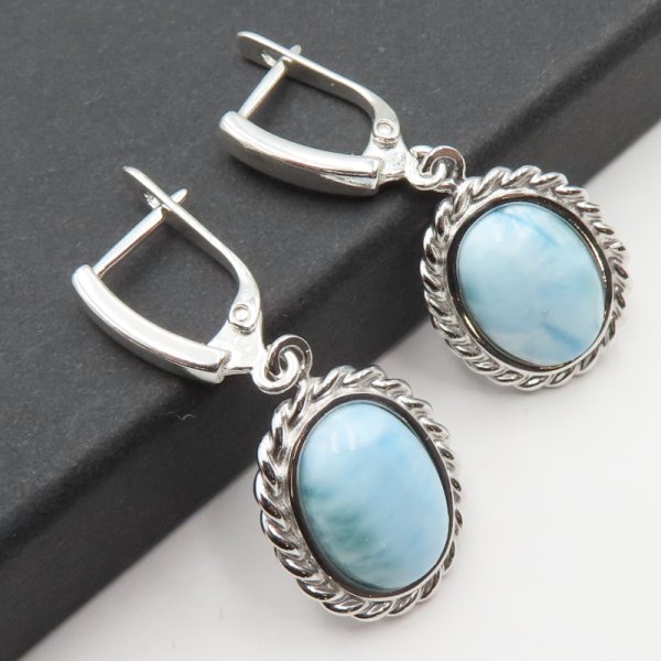 Larimar w srebrze - kolczyki 