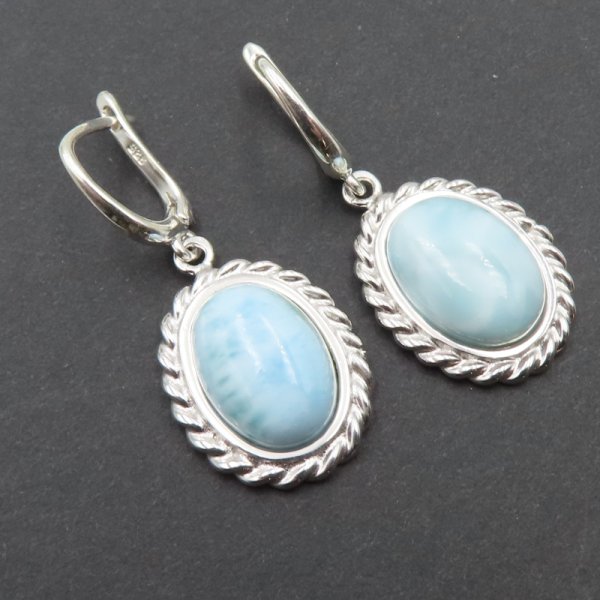 Larimar w srebrze - kolczyki 