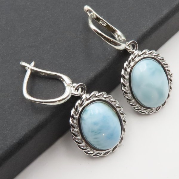 Larimar w srebrze - kolczyki 
