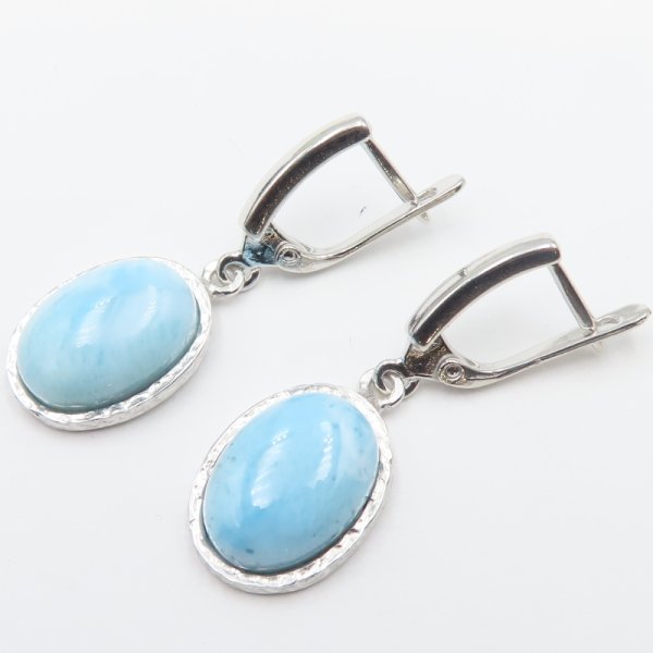 Larimar w srebrze rodowanym - kolczyki 
