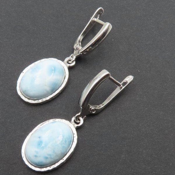 Larimar w srebrze rodowanym - kolczyki 