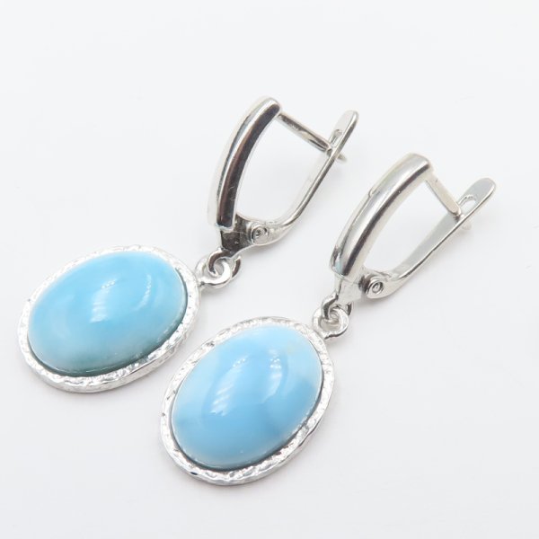 Larimar w srebrze rodowanym - kolczyki 