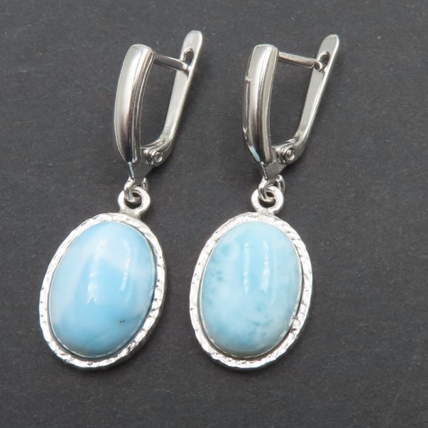 Larimar w srebrze rodowanym - kolczyki 