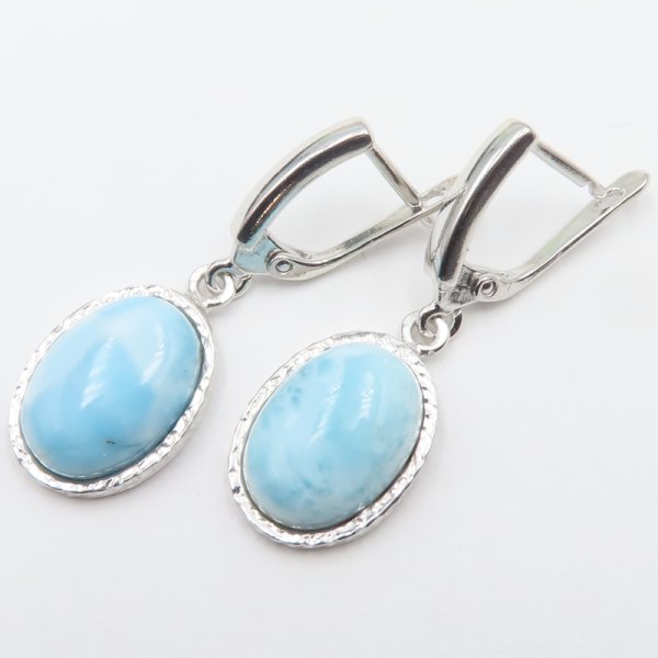 Larimar w srebrze rodowanym - kolczyki 