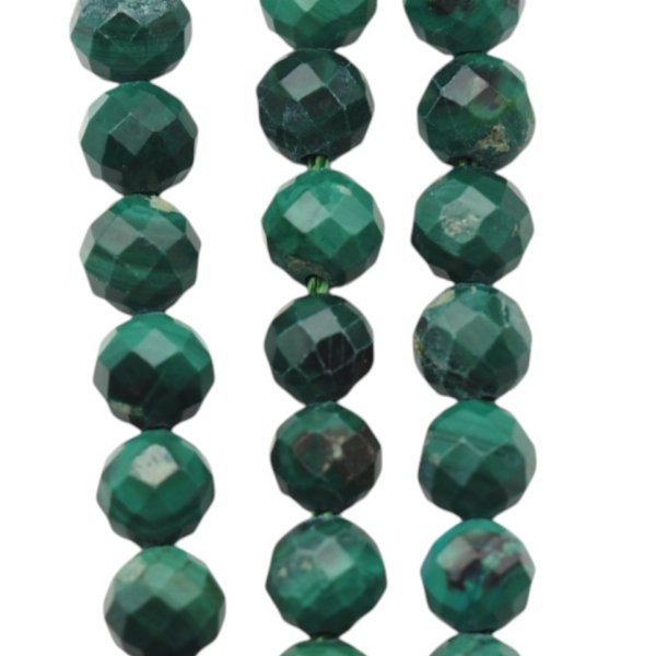 Malachit z wtrąceniami - fasetowane kulki 4 mm (sznur)